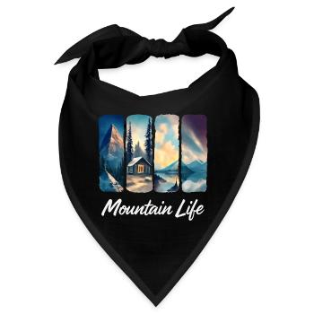 Berglandschaft mit See und Waldhütte - Bandana - Schwarz - Vorne