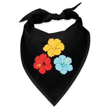 Hibiskus Trio – Knallige Farben mit Outlines - Bandana - Schwarz - Vorne