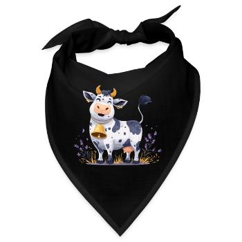 Lustige Kuh mit Glocke - Bandana - Schwarz - Vorne