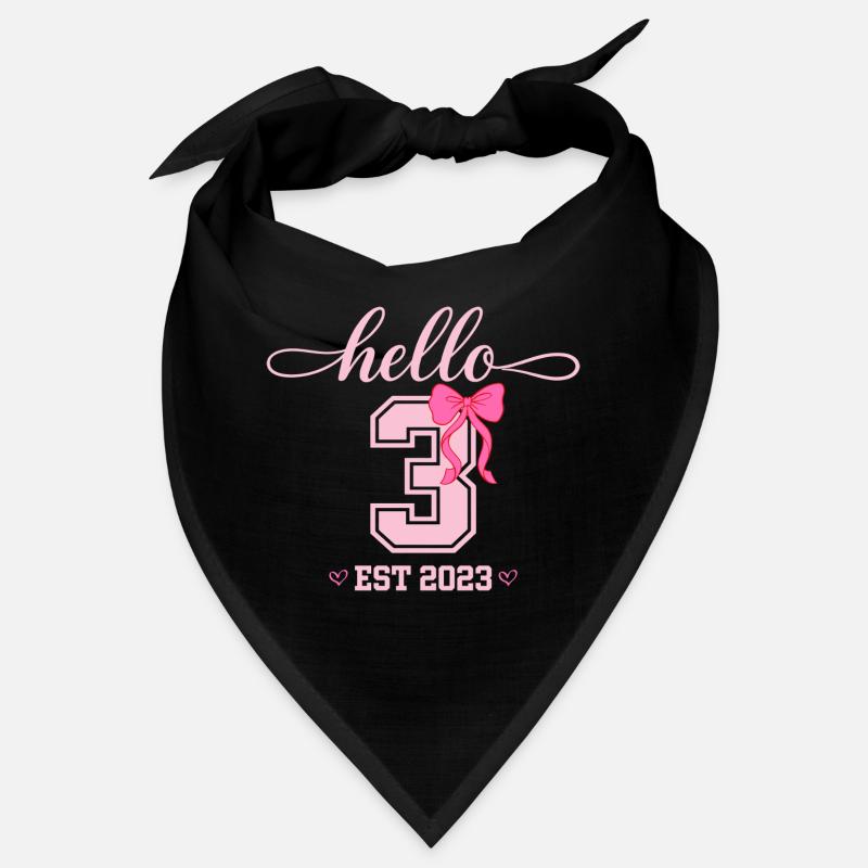 Hello 3 Est 2023 Mädchen Geburtstag Design Bandana