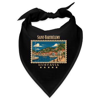 Saint-Barthélemy Gustavia Vintage Reisemarke - Bandana - Schwarz - Vorne