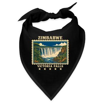 Simbabwe Victoria Falls Vintage Reisemarke - Bandana - Schwarz - Vorne