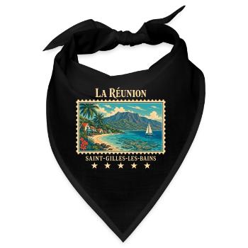 La Réunion Saint-Gilles Vintage Reisemarke - Bandana - Schwarz - Vorne
