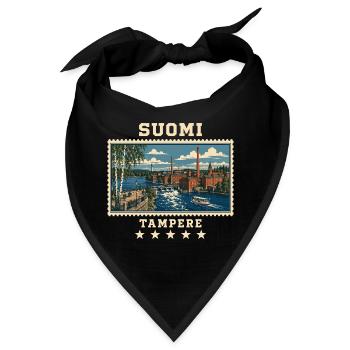 Finnland Tampere Vintage Reisemarke - Bandana - Schwarz - Vorne