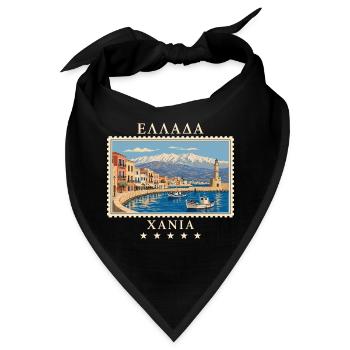 Griechenland Chania Vintage Reisemarke - Bandana - Schwarz - Vorne