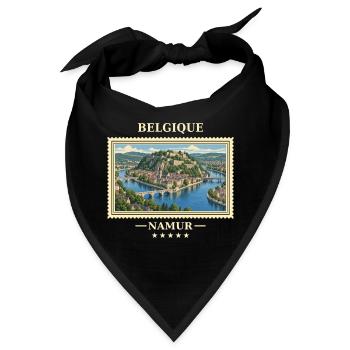 Belgien Namur Vintage Reisemarke - Bandana - Schwarz - Vorne