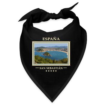 Spanien San Sebastián Vintage Reisemarke - Bandana - Schwarz - Vorne