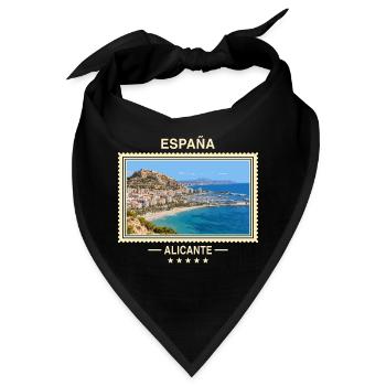 Spanien Alicante Vintage Reisemarke - Bandana - Schwarz - Vorne