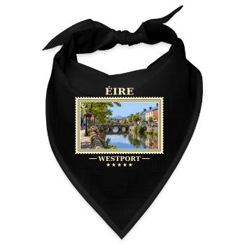 Irland Westport Vintage Reisemarke - Bandana - Schwarz - Vorne