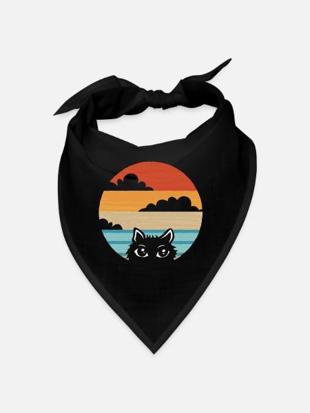 Chat Cat Vintage Retro - Bandana - noir - Devant