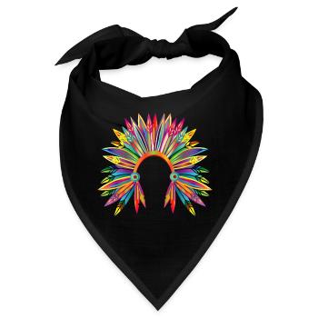 kunterbunter Kopfschmuck eines Häuptlings - Bandana - Schwarz - Vorne