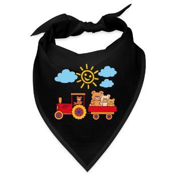 Teddybären fahren Traktor mit Anhänger - Bandana - Schwarz - Vorne
