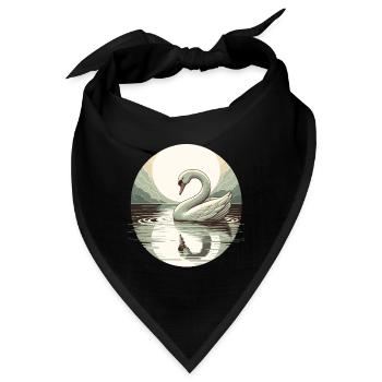 Schwan See Vollmond Reflektion Art Deco - Bandana - Schwarz - Vorne