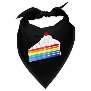 Stück Regenbogen Kuchen mit Sahne und Kirsche - Bandana - Schwarz - Vorne