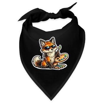 Frecher Fuchs Maler mit Palette - Bandana - Schwarz - Vorne