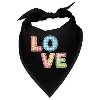 Love Patchwork Design Bunte Stoffflicken - Bandana - Schwarz - Vorne