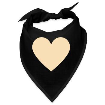 Beiges Herz - minimalistischer Look - Bandana - Schwarz - Vorne