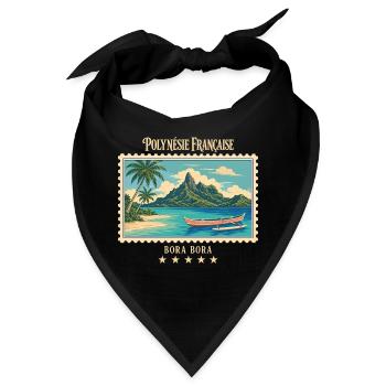 Polynesien Bora Bora Vintage Reisemarke - Bandana - Schwarz - Vorne