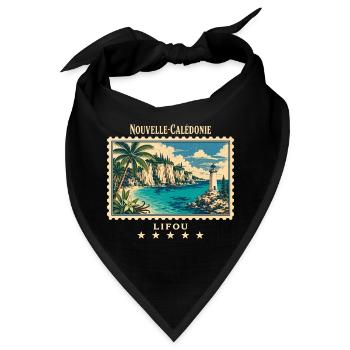 Neukaledonien Lifou Vintage Reisemarke - Bandana - Schwarz - Vorne