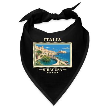 Italien Syrakus Vintage Reisemarke - Bandana - Schwarz - Vorne