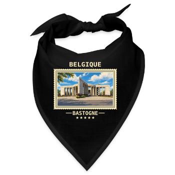 Belgien Bastogne Vintage Reisemarke - Bandana - Schwarz - Vorne