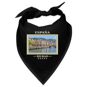 Spanien Bilbao Vintage Reisemarke - Bandana - Schwarz - Vorne
