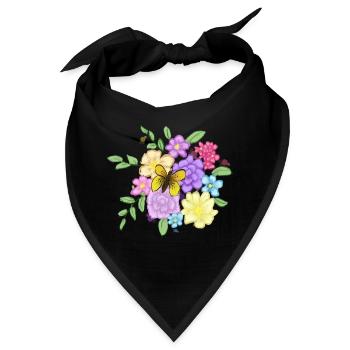 Blumenstrauß - Bandana - Schwarz - Vorne