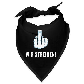 Stinkefinger – Wir Streiken! (Streik Streikposten) - Bandana - Schwarz - Vorne