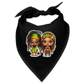 Rasta Mann und Rasta Frau - Bandana - Schwarz - Vorne