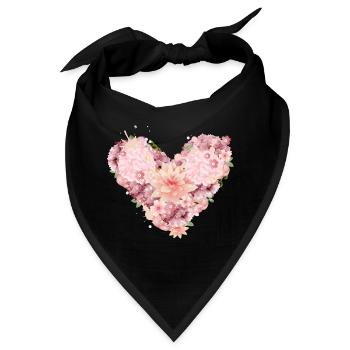 schöne Herz Komposition aus rosafarbenen Blüten - Bandana - Schwarz - Vorne