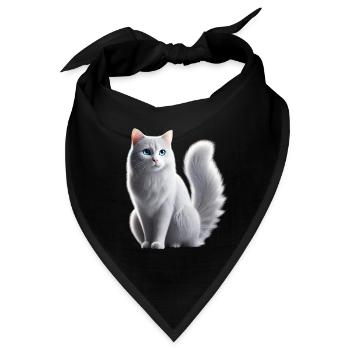 Katze Weiß Blaue Augen - Bandana - Schwarz - Vorne