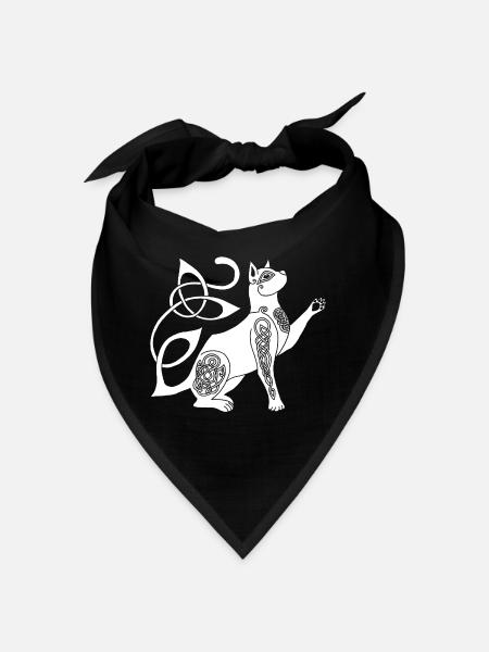 Celtic White Cat - Bandana - black - Front