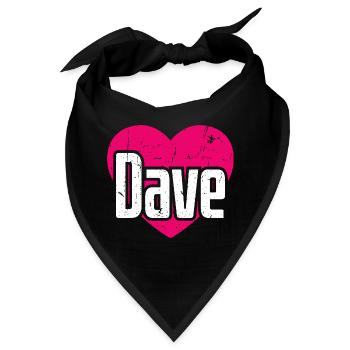 I Love Dave Pinkes Herz Ich liebe Dave - Bandana - Schwarz - Vorne
