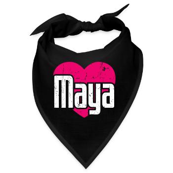 I Love Maya Pinkes Herz Ich liebe Maya - Bandana - Schwarz - Vorne
