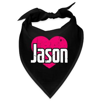 I Love Jason Pinkes Herz Ich liebe Jason - Bandana - Schwarz - Vorne