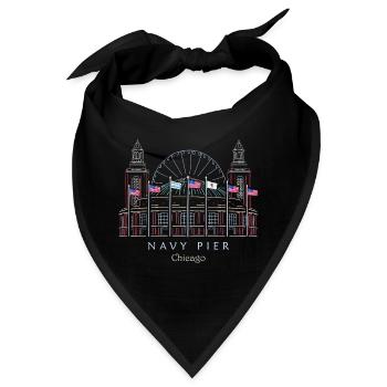 Chicago, Navy Pier handgezeichnet - Bandana - Schwarz - Vorne
