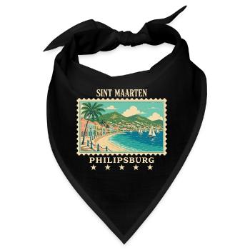 Sint Maarten Philipsburg Vintage Reisemarke - Bandana - Schwarz - Vorne