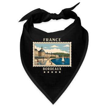 Frankreich Bordeaux Vintage Reisemarke - Bandana - Schwarz - Vorne