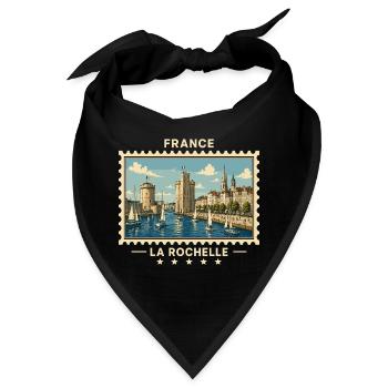 Frankreich La Rochelle Vintage Reisemarke - Bandana - Schwarz - Vorne