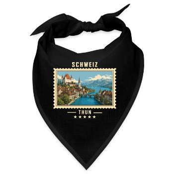 Schweiz Thun Vintage Reisemarke - Bandana - Schwarz - Vorne