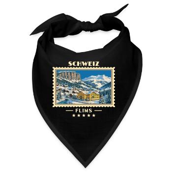 Schweiz Flims Winter Vintage Reisemarke - Bandana - Schwarz - Vorne