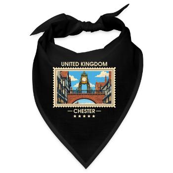 Großbritannien Chester Vintage Reisemarke - Bandana - Schwarz - Vorne