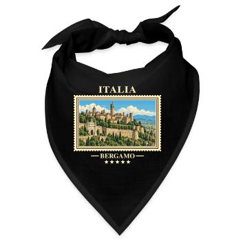 Italien Bergamo Vintage Reisemarke - Bandana - Schwarz - Vorne