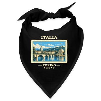 Italien Turin Vintage Reisemarke - Bandana - Schwarz - Vorne
