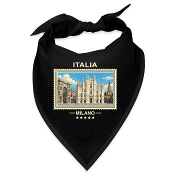Italien Mailand Vintage Reisemarke - Bandana - Schwarz - Vorne
