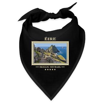 Irland Skellig Michael Vintage Reisemarke - Bandana - Schwarz - Vorne