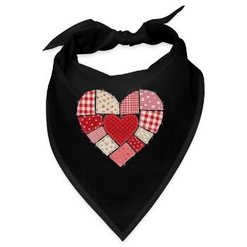 Herz patchwork nähen quilten Geschenk  - Bandana - Schwarz - Vorne