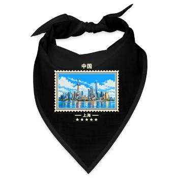 China Shanghai Vintage Reisemarke - Bandana - Schwarz - Vorne