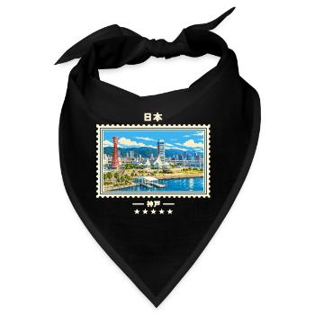 Japan Kobe Vintage Reisemarke - Bandana - Schwarz - Vorne