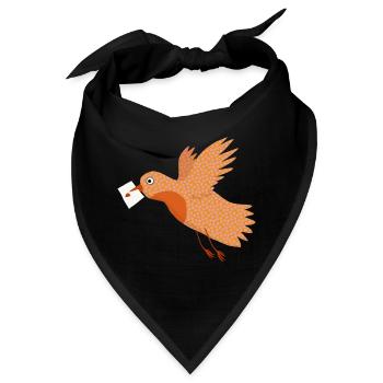 Vogel mit Brief - Bandana - Schwarz - Vorne